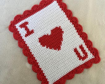 Modèle de tapisserie au crochet avec cartes à jouer : cadeau Je t'aime (téléchargement numérique PDF)