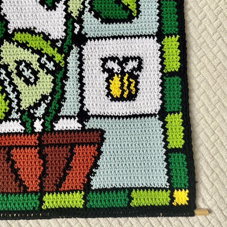 Motif de tapisserie au crochet Monstera : vitrail, bloc de couleur (téléchargement numérique PDF) image 7