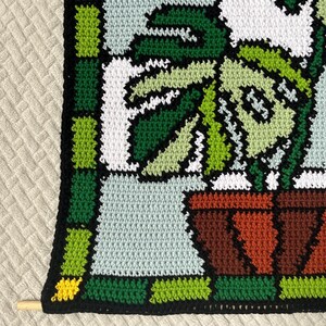 Motif de tapisserie au crochet Monstera : vitrail, bloc de couleur (téléchargement numérique PDF) image 9