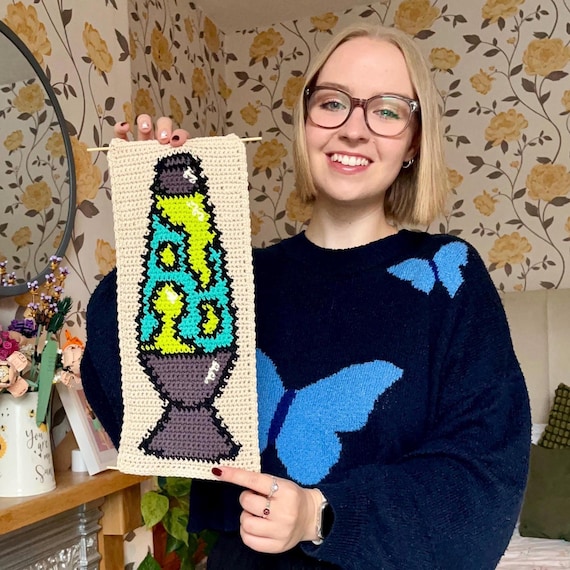 Lava Lamp Retro Crochet Tapestry Pattern - 90s Home Decor (PDF Digital Download)