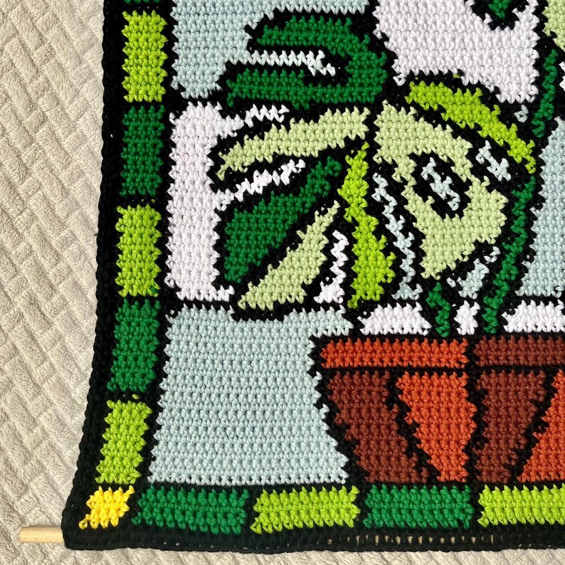 Motif de tapisserie au crochet Monstera : vitrail, bloc de couleur (téléchargement numérique PDF) image 3