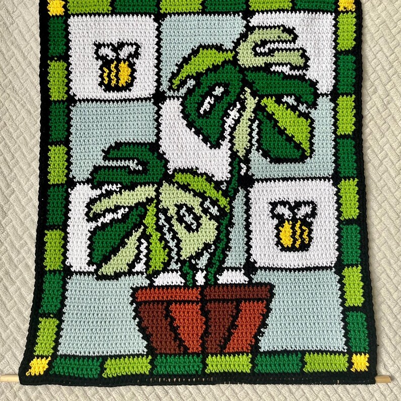 Motif de tapisserie au crochet Monstera : vitrail, bloc de couleur (téléchargement numérique PDF) image 11