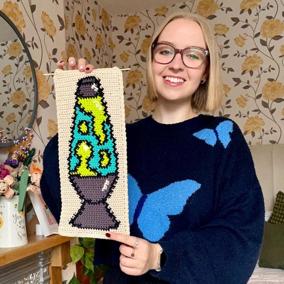 Retro Lava Lamp Crochet Tapestry Pattern: 90s Home Decor (PDF Digital Download)