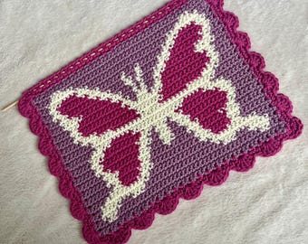 Heart Butterfly Crochet Tapestry Pattern: Y2K Home Decor (PDF Digital Download)