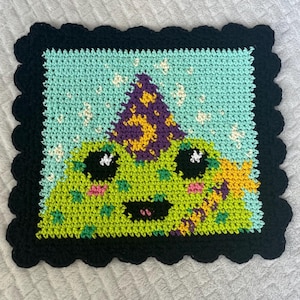 Frog Wizard Crochet Tapestry Pattern: Easy Magic Home Decor (PDF Digital Download)