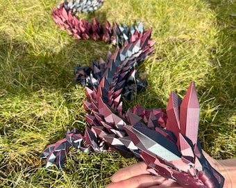 XXL Drache 135 cm beweglicher Kristalldrache flexibel Dekoration Bücherregal Geschenk Kinder Game of Thrones Fidget
