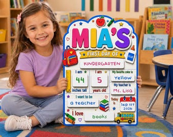 Customized First Day of School Sign, Custom Reusable Back to School Sign, 1st Day Of Board, Kindergarten Kid School Supplies, 1st Grade Sign