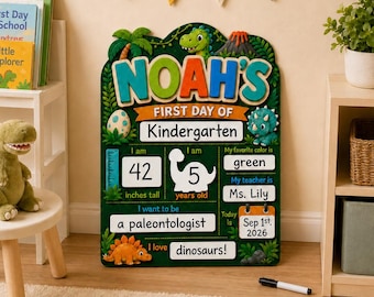 Personalized Dinosaur First Day of School Photo Prop, Editable Back to School Sign for Boys, Dino School Sign Kids, Reusable Milestone Sign