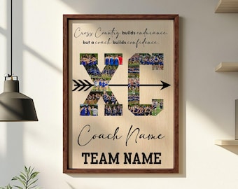 Customized Cross Country Photo Collage Sign For Coach, XC Coach Thank You Gift, XC Team Gift, High School, Sport Coach Gift