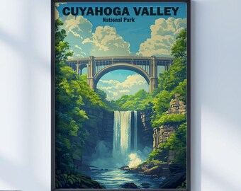 Plakat Cuyahoga Valley National Park PNG/JPG Plik, Pobieranie cyfrowe, Wydruki US National Park, Cyfrowe pliki National Parks, Prezenty podróżnicze