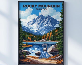 Rocky Mountain National Park Poster File, Digital Download, US National Park Prints, National Parks Digital Files, Travel Gifts