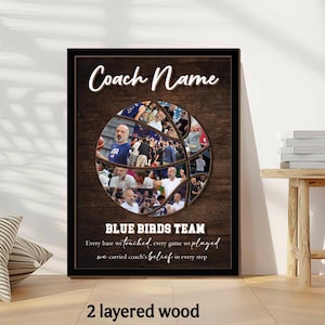 Customized Basketball Team Photo Collage Sign, Basketball Coach Thank You Gift, Basketball Team Gift For Coach, High School Sport Coach Gift