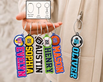 Custom Sports Name Tag, Customized Name Acrylic Keychain, Football Baseball Backpack Name Tag, Soccer School Bag Charm,  Lunch Box Tag