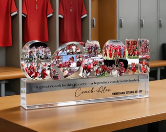 Senior Night Football Gift For Coach, Customized Football Photos Collage Acrylic Blocks, Football Acrylic Plaque, School Sports Gift