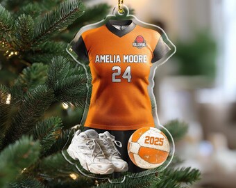 Personalized Volleyball Jersey 2D Flat Ornament, Custom Volleyball Ornament, Volleyball Christmas, Sports Christmas Gift, High School Sports