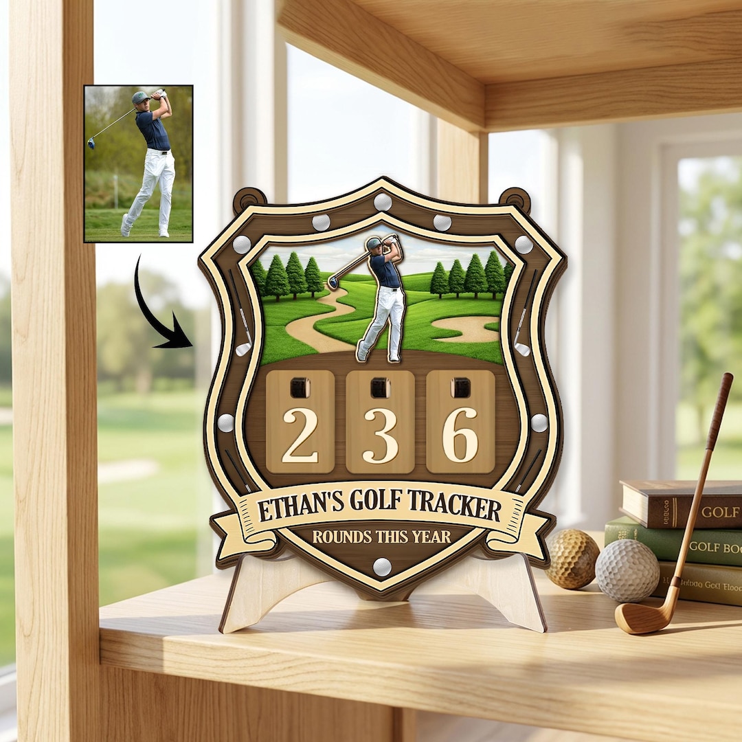 Customized Golf Rounds Tracker Sign, Golf Round Counter, Custom Golfer ...