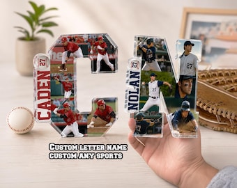 Custom Baseball Senior Night Gifts, Customized Letter Photo Collage Acrylic Plaque, Baseball Player Acrylic Blocks, Baseball School Gift