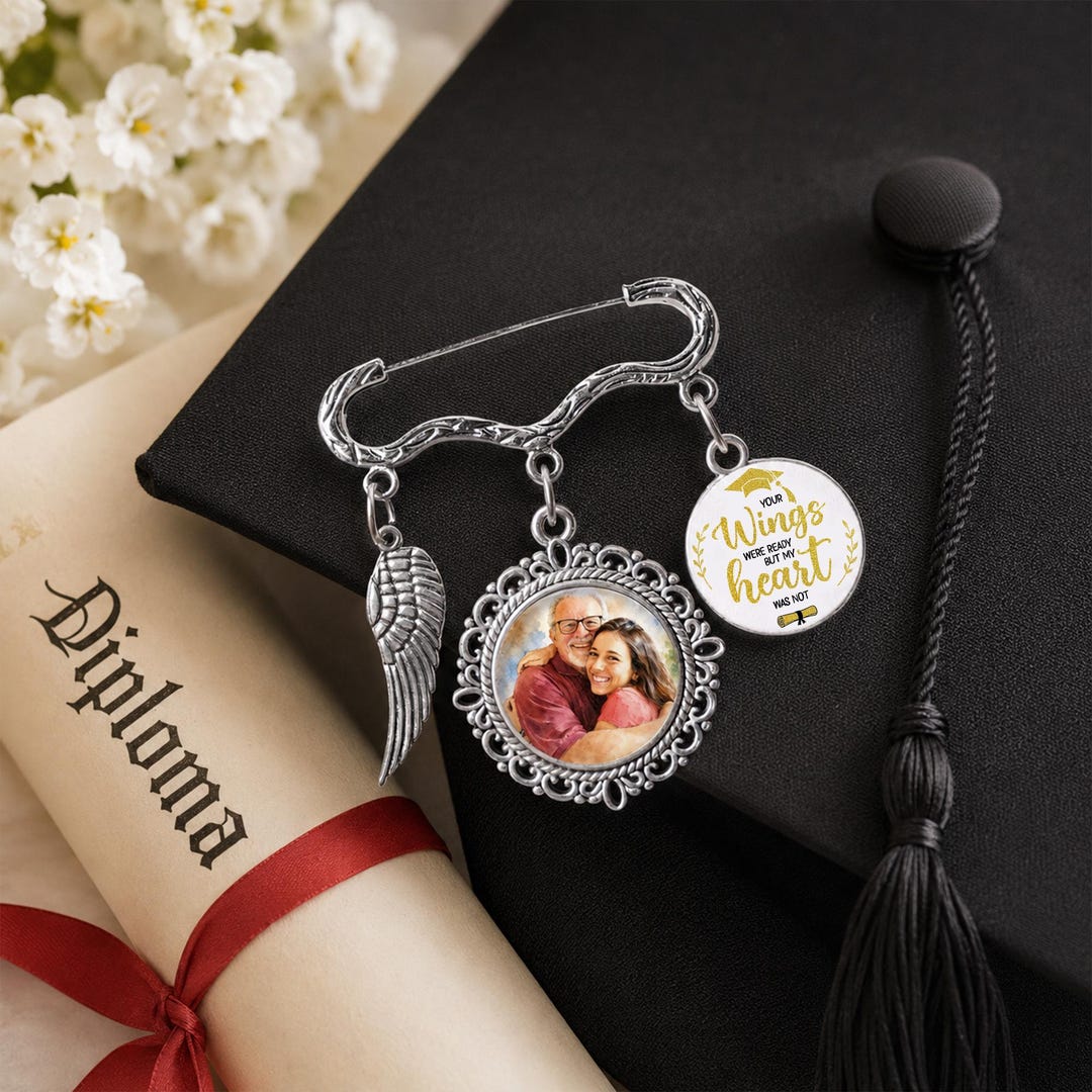 Personalized Graduation Lapel Pin With Portrait Charms, Custom Memorial ...