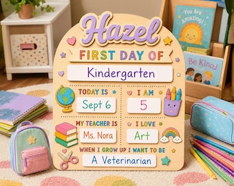 Personalized First Day of School Sign, Custom Wooden Back to School Board, Custom Milestone Sign Any Grade, 3D Name School Prop Kids