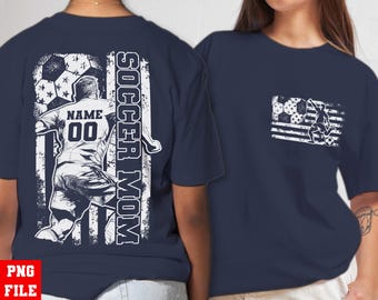 Maman de football personnalisée avec drapeau américain PNG, nom et numéro de football personnalisés Png, cadeau de maman sport, joueur de football, téléchargement numérique