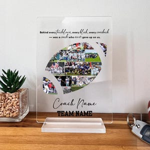 Customized Football Photo Collage Acrylic Plaque Gift For Coach, Gift From Football Team, Football Coach Thank You Gift, High School Sport