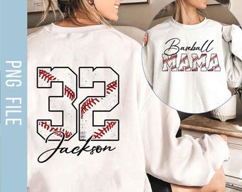 Personalized Baseball Mama PNG, Custom Name And Number Shirt Png, Sport Mom Gift, Baseball Game Day, Baseball Player Gift, Digital Download