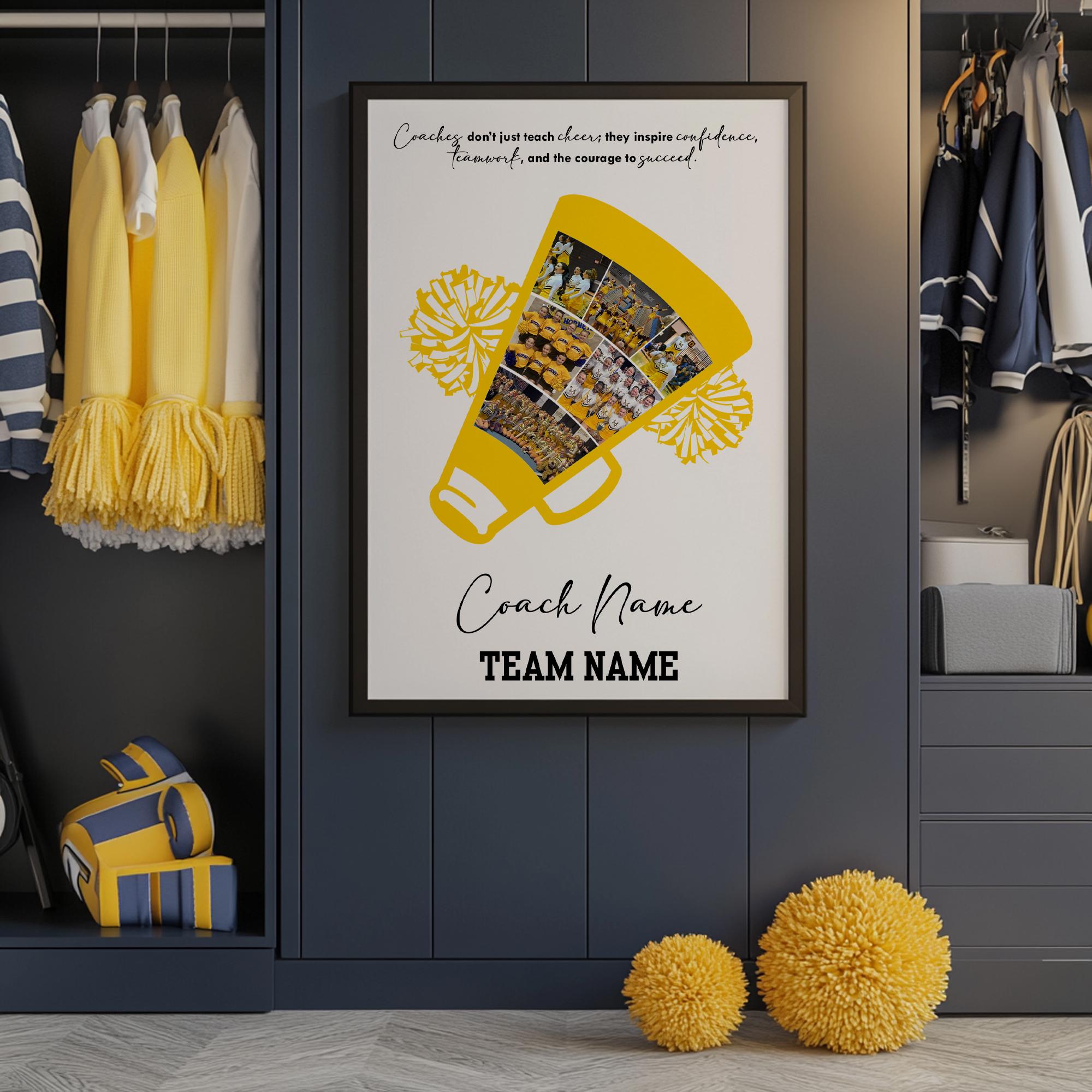 Cheer Portrait Collage Personalized Cheer Photos Collage Poster, Cheerleader Coach Thank You ...