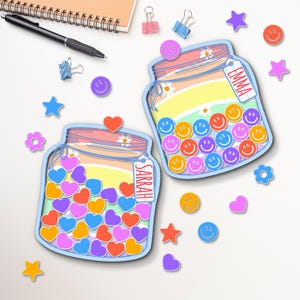 Customized Name Reward Jar, Flower Reward System for Kids Behavior, Teacher Gift, Back to school gift, Star Token Jar, Fridge Magnet
