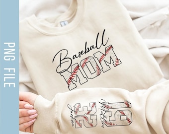 Personalized Baseball Mom PNG, Custom Name And Number Shirt Png, Sport Mom Gift, Baseball Game Day, Baseball Player Gift, Digital Download