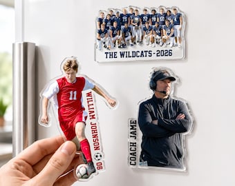 Custom Sports Player Photo Fridge Magnet, Coach Photo Magnet, Sport Team Photo Keepsake, Senior Night Coach Gift, Sports School Gift