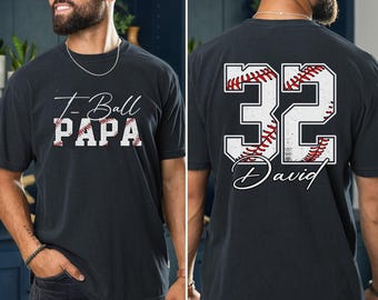Personalized T-Ball Papa PNG, Custom T-Ball Name And Number Png, Sport Dad Gift, T-Ball Player Gift, Sport Png, Digital Download