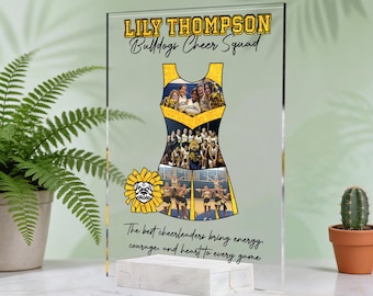 Custom Cheer Uniform Acrylic Plaque, Personalized Cheerleader Photos Collage Acrylic Sign, Cheerleading Room Decor, Cheer Senior Night Gift