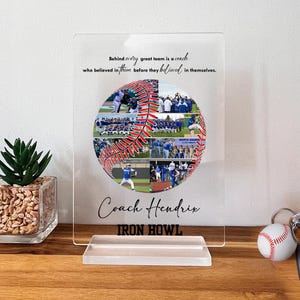 Customized Baseball Photo Collage Acrylic Plaque Gift For Coach, Gift From Baseball Team, Baseball Coach Thank You Gift, High School Sport
