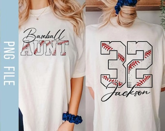 Personalized Baseball Aunt PNG, Custom Name And Number Shirt Png, Sport Aunt Gift, Baseball Game Day, Baseball Player Gift, Digital Download