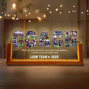 Customized Coach Photos Collage Night Lights, Gift For Coach, Personalized Team Photo Collage Night Light, Thank You Coach Gift, Game Day