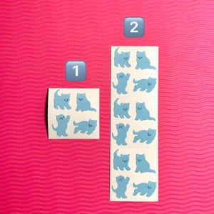 Sandylion Vintage Stickers Fuzzy Blue Kitten Cat Strip Cute