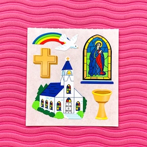 Sandylion Vintage Stickers Kromekote Church Cute