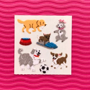Sandylion Vintage Stickers Fuzzy Dog Playing Cute