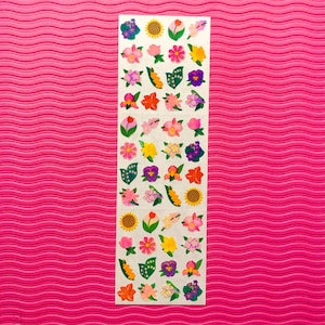 Sandylion Vintage Stickers Pearly Micro Mini Flowers Strip Cute