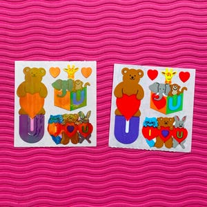 Sandylion Vintage Stickers LOT I Love U Bear Animals Pearly Kromekote Set Cute