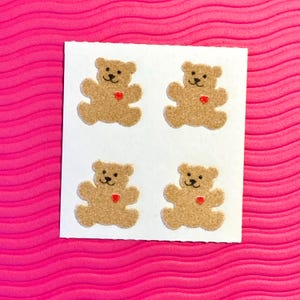 Sandylion Vintage Stickers Fuzzy Brown Bear With Heart Cute
