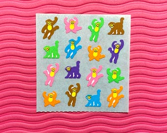 Sandylion Vintage Super Rare Pearl Mini Monkey Stickers on Blue