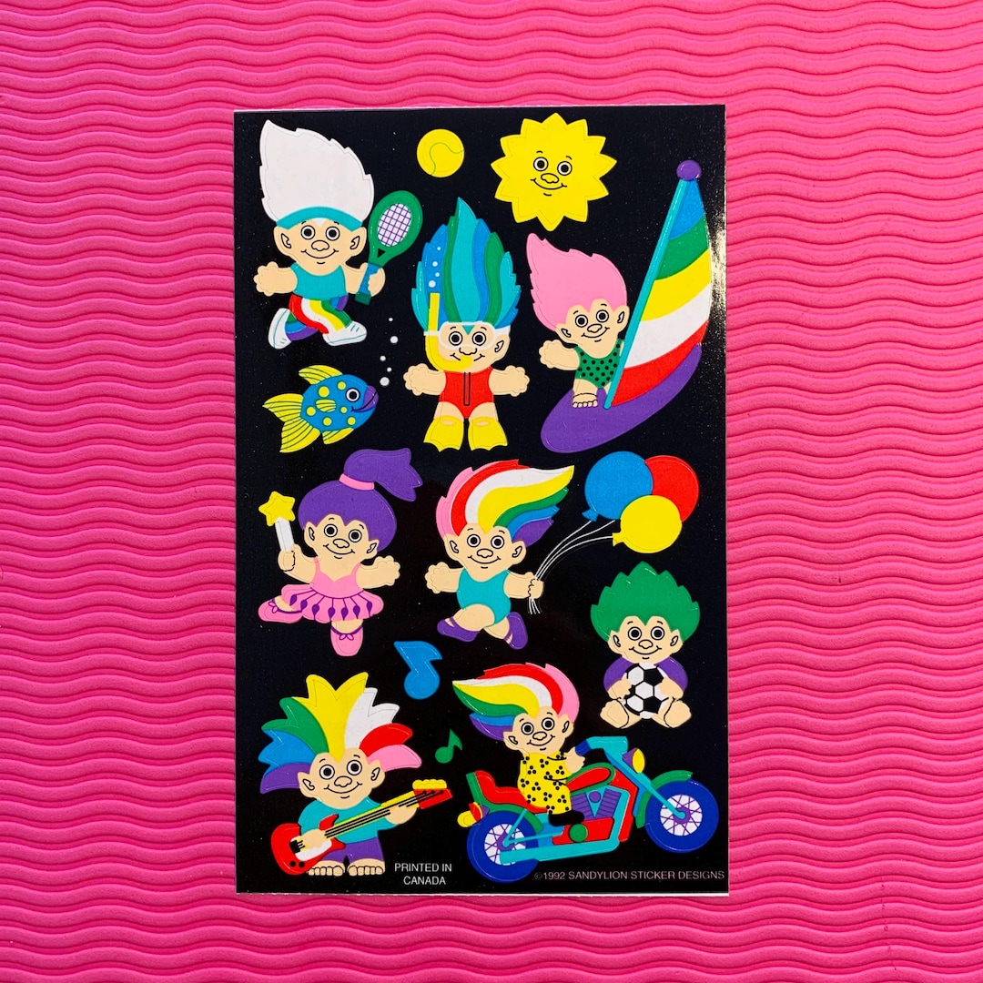 Maxi Feuille De Stickers Vintage Sandylion – Thème Love Balloon – 1984 – RARE