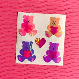 Sandylion Vintage Stickers Pearly Bear With Heart Cute
