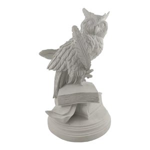 Owl statue and a book-Handmade Bust, Table Decoration, Handmade Sculpture, Shelf Ornament, Sculpture, Gift