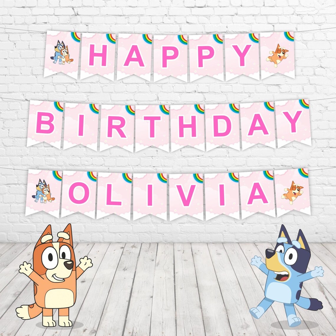 Bluey Birthday Banner Blue Dog Banner Bluey Girl Birthday Decorations ...