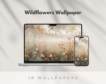 Wildflowers Desktop Wallpaper: Floral Watercolor Background (Computer and Phone Set)
