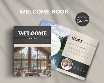 Airbnb Welcome Book Template: Mountain House Guide (Canva Editable Printable)
