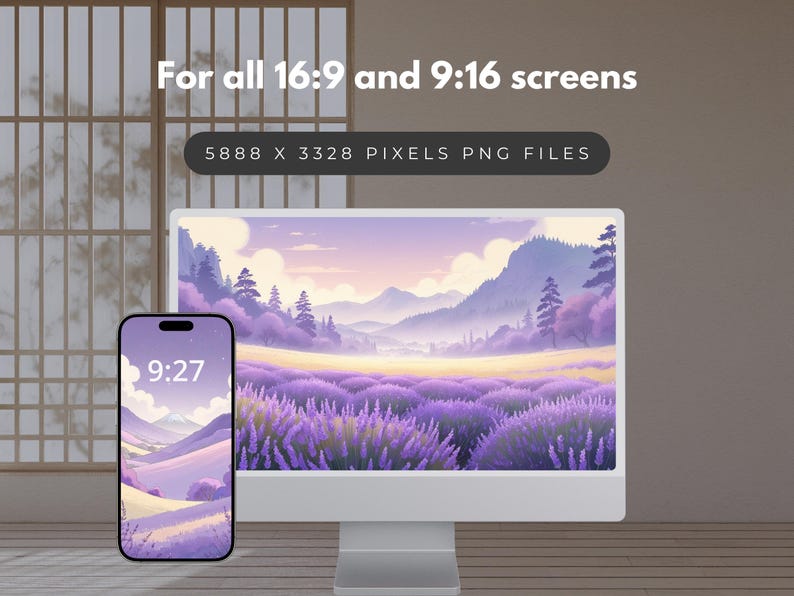 Lavender Landscape Desktop Wallpaper: Ghibli Inspired Background ...