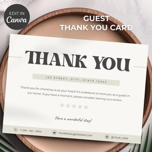 Tarjeta de agradecimiento de Airbnb, plantilla de tarjeta de agradecimiento, tarjeta de agradecimiento para invitados, tarjeta de bienvenida editable, tarjeta de agradecimiento de VRBO, tarjeta wifi imprimible